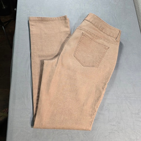 Chico's Denim - Chico's Platinum Denim Rose Gold Peach Beige Straight Leg Jeans Stretch 1 / 8
